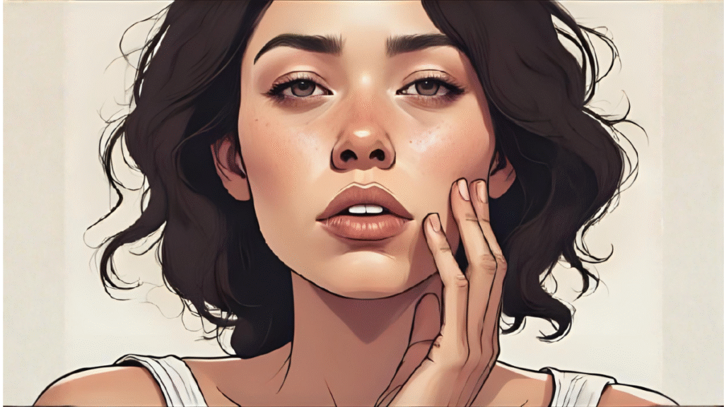 woman treates her face 