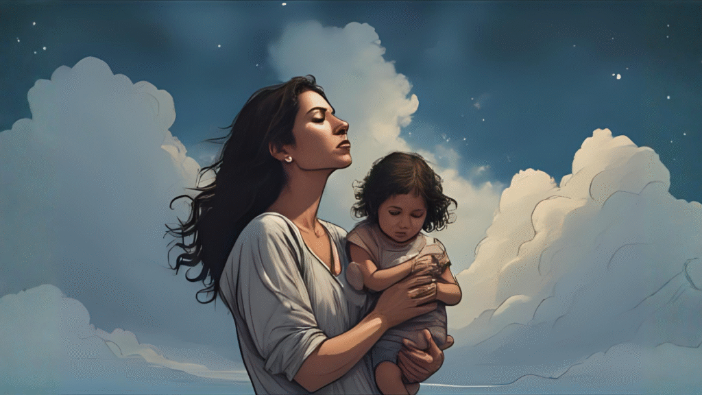 woman handed her kid