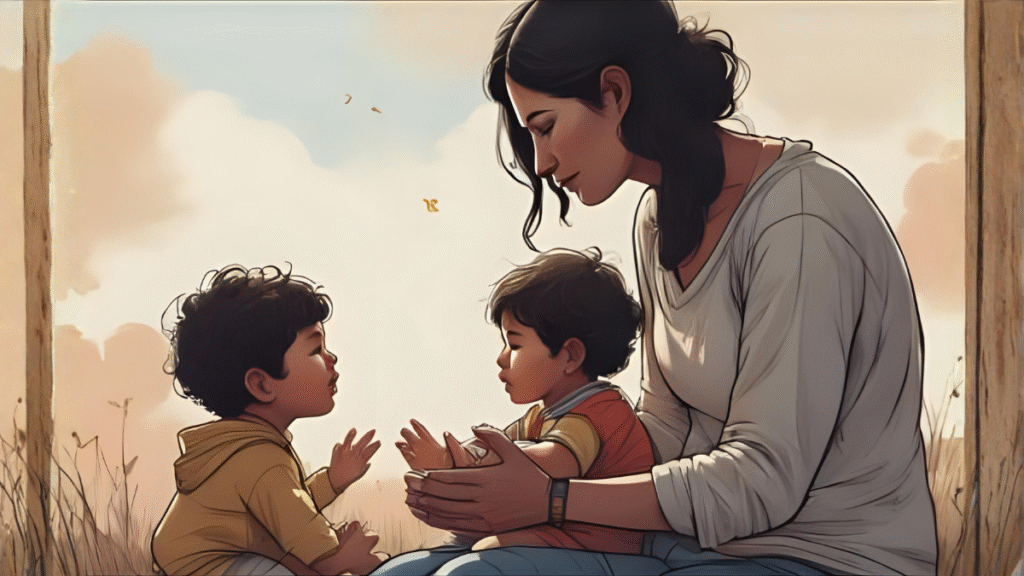 mom with her childern 