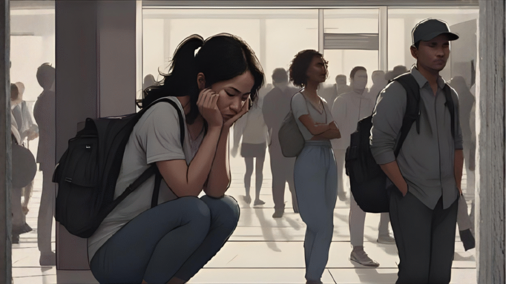 angry woman sitting alone 