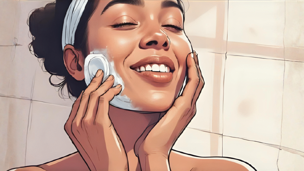 Oily? Not Anymore. Just Glow! woman making routine in her face