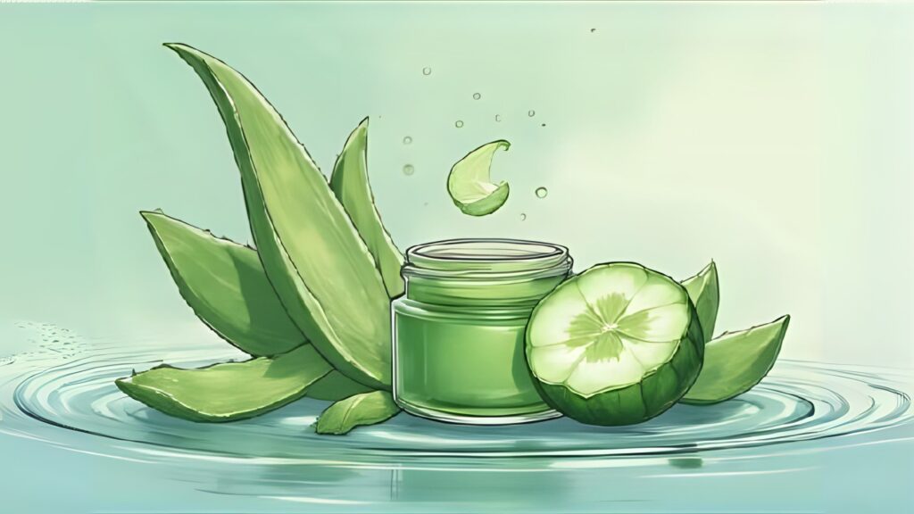 aloe vera gel with cucumber for face mask 